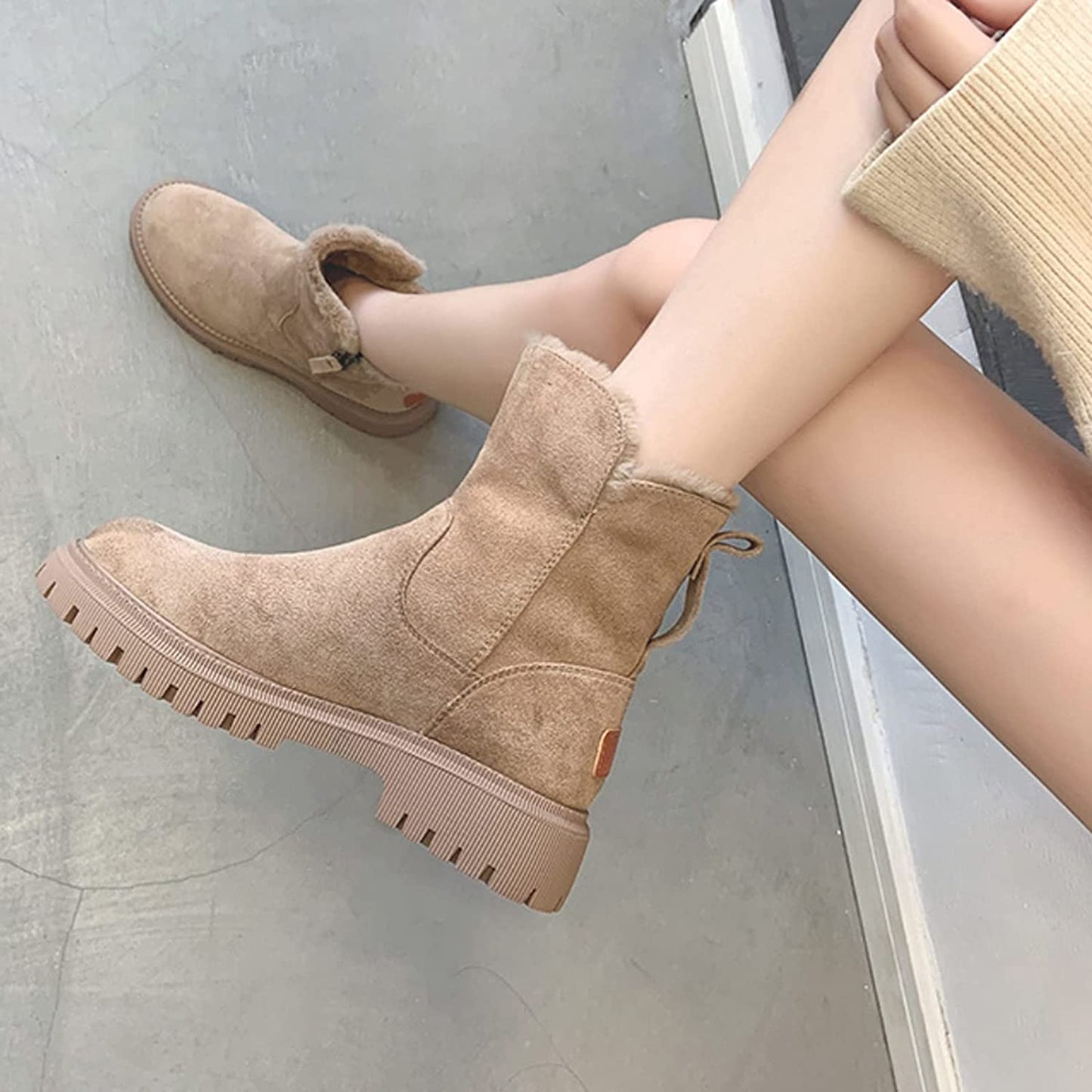 Bottes d'Hiver Femme Style Décontracté Antidérapantes à Doublure Chaude pour Temps Froid