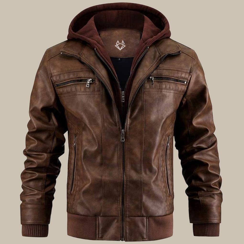 Veste Motard à Capuche pour Homme Style Urbain Décontracté