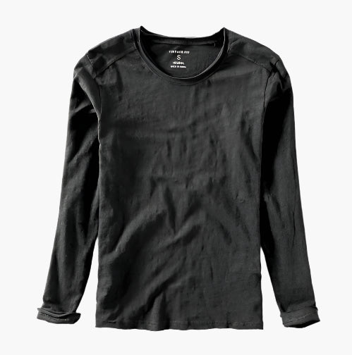 T-shirt à manches longues homme style superposé effet deux-en-un, coupe moderne décontractée