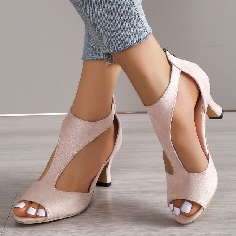 Claire – Sandales à Talons Hauts avec Fermeture Éclair et Bout Ouvert