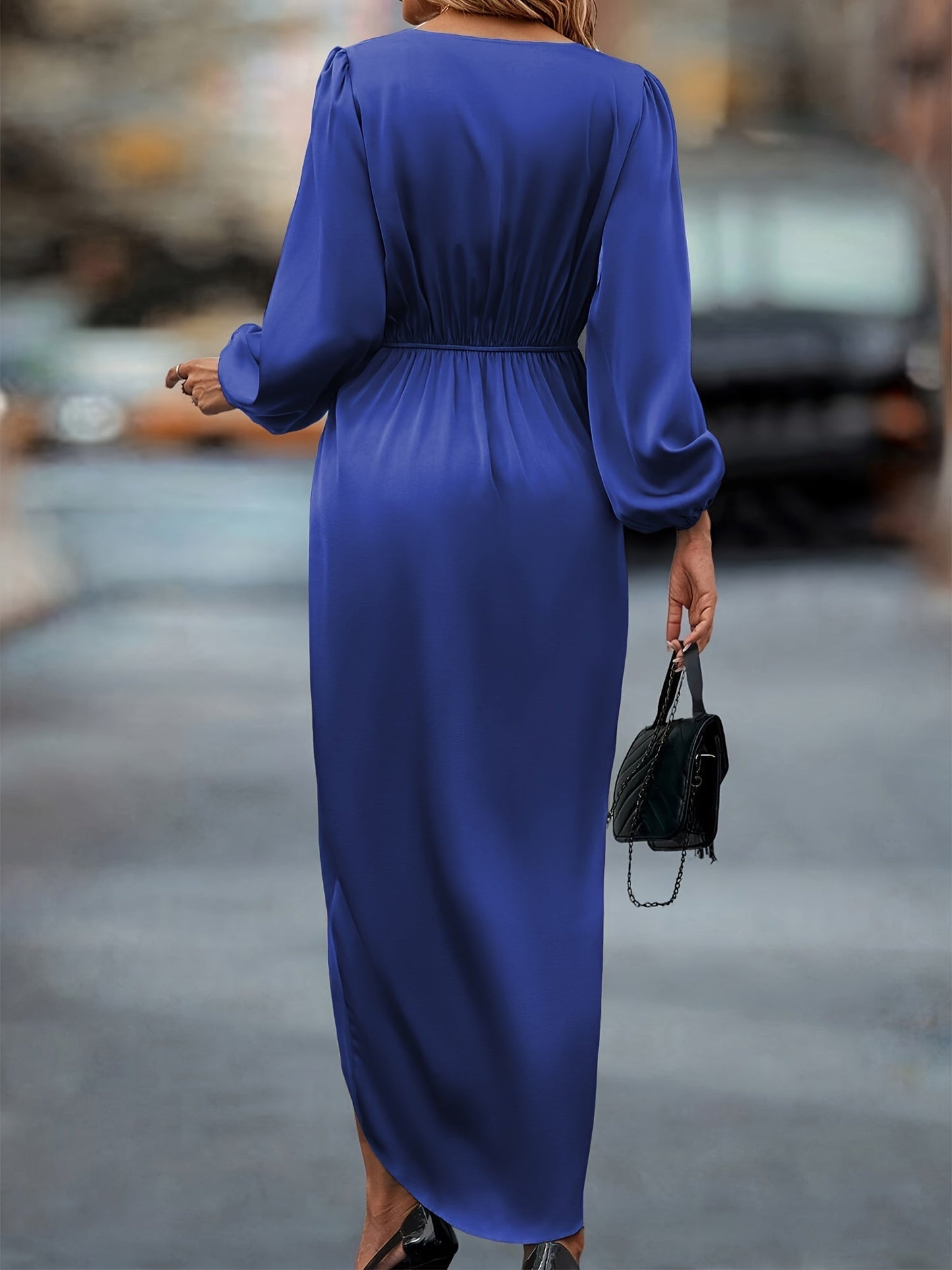 Robe portefeuille élégante de soirée pour femme, style drapé chic événement habillé