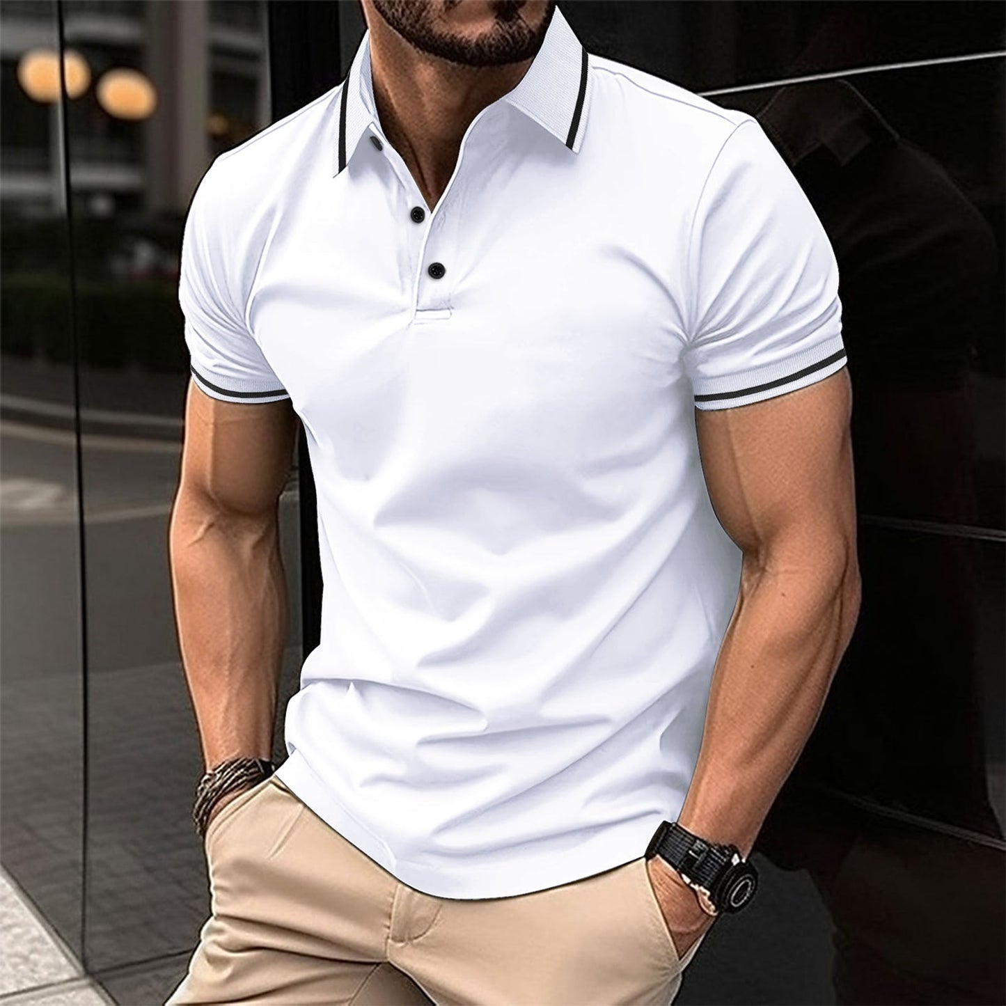 Lewis – Polo à Manches Courtes et Col Classique pour Hommes