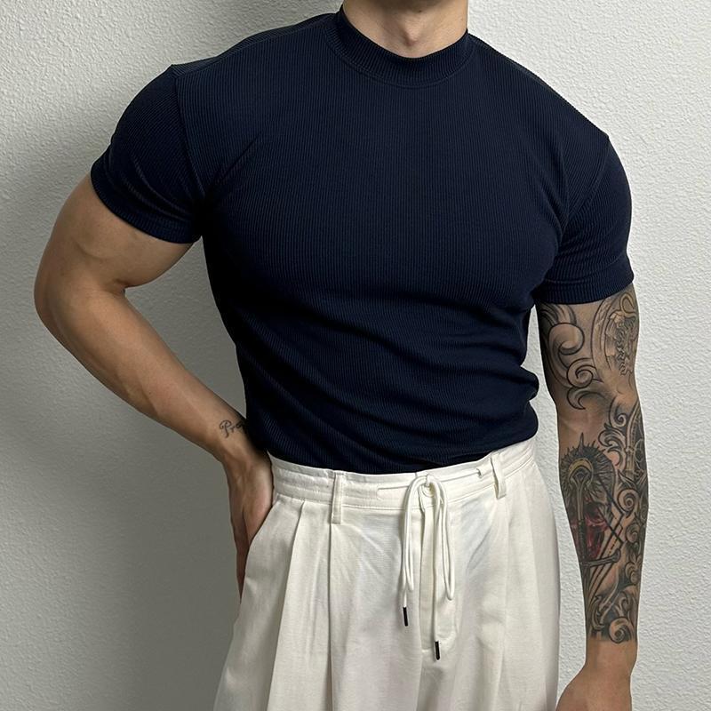 Ralph – T-shirt Stretch à Col Demi-Américain Uni