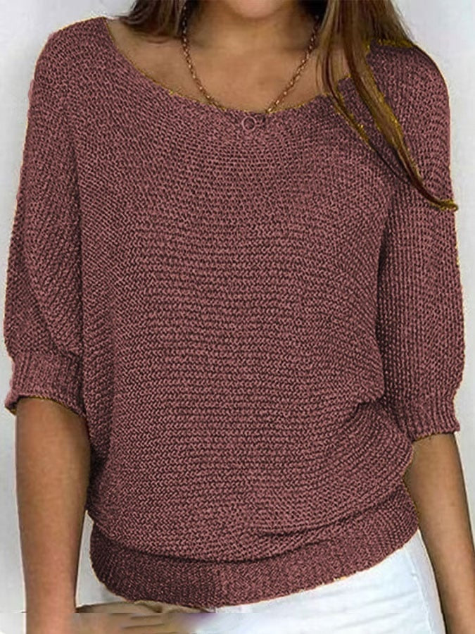 Denise – Pull à Encolure Ronde Uni pour Femme