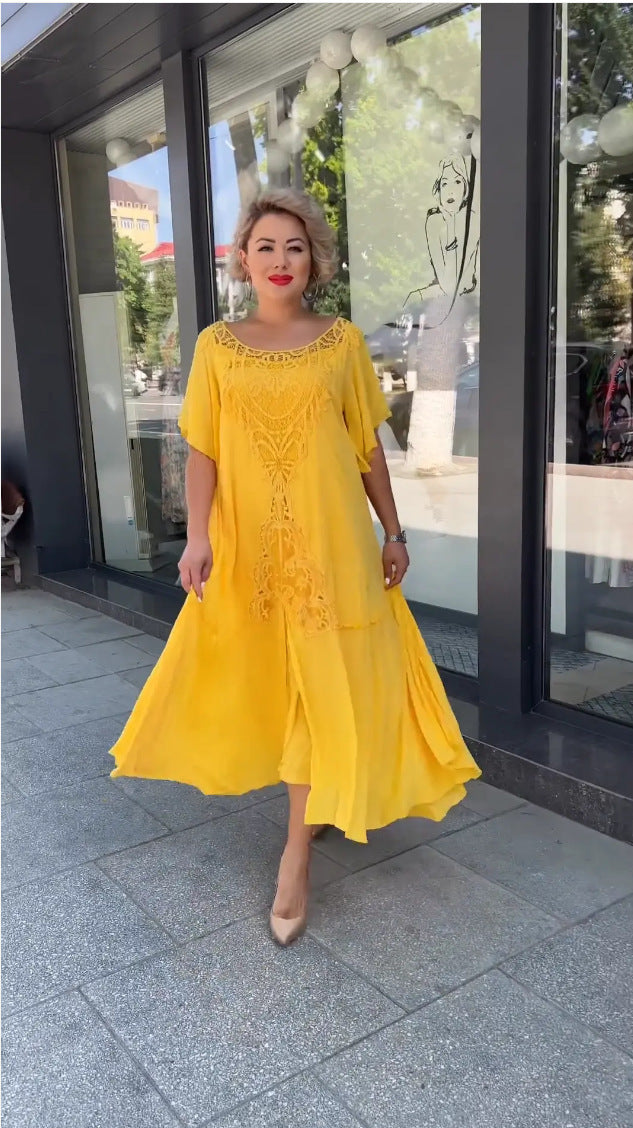Georgina – Robe Longue Artistique Rétro