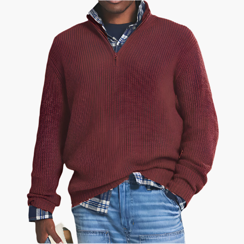 Pull zippé homme style business casual pour automne et hiver