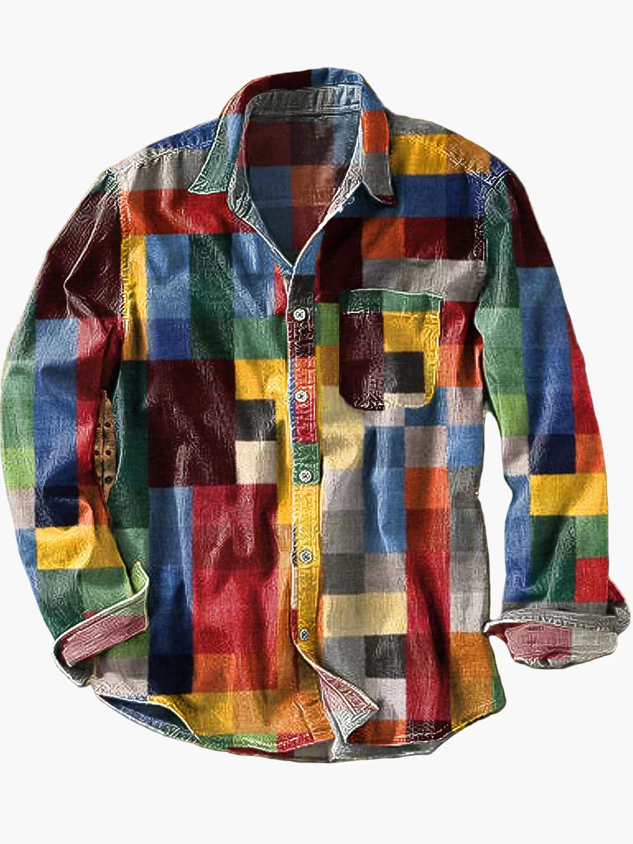 Chemise à carreaux vintage décontractée pour homme – style rétro polyvalent