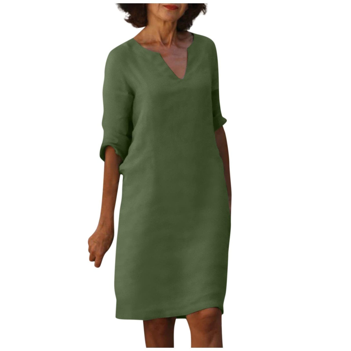 Imogen – Robe rétro en coton et lin à taille haute