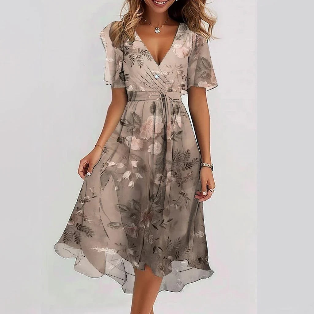 Juliet – Robe Élégante en Chiffon à Manches Courtes