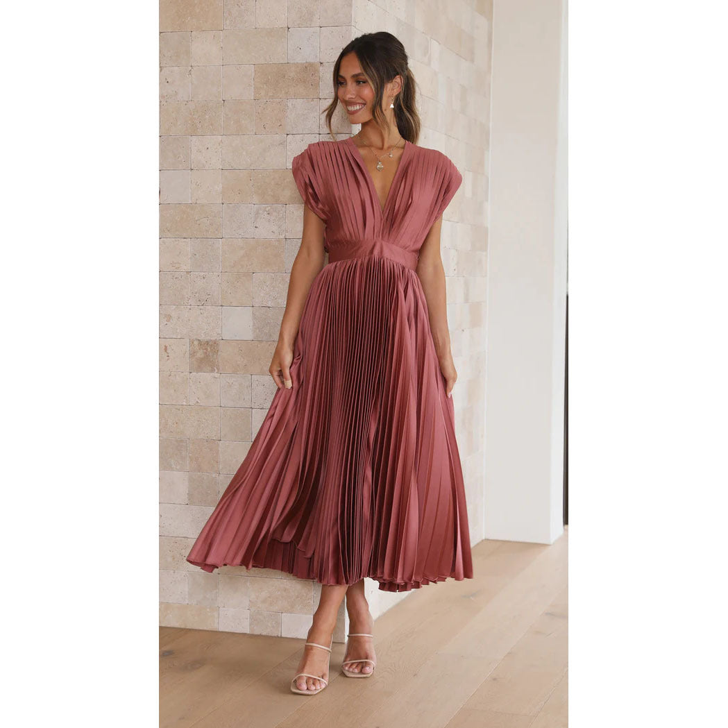 Ruth – Robe Plissée Décontractée Sans Manches avec Zip
