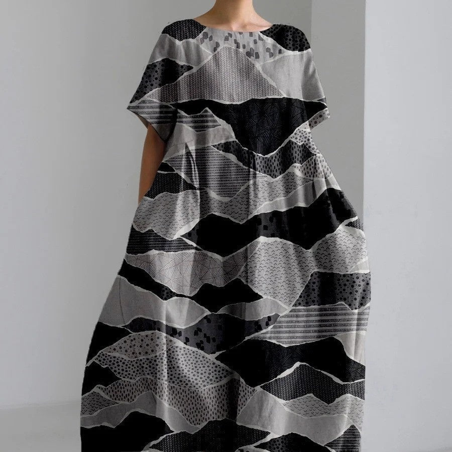 Sue – Robe de Mode Décontractée avec Impression 3D en Tissu Coton