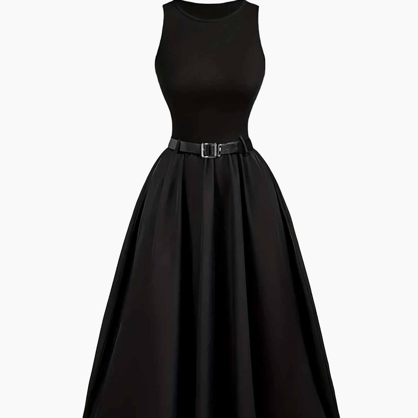 Robe longue élégante sans manches avec ceinture pour femme - style bal chic
