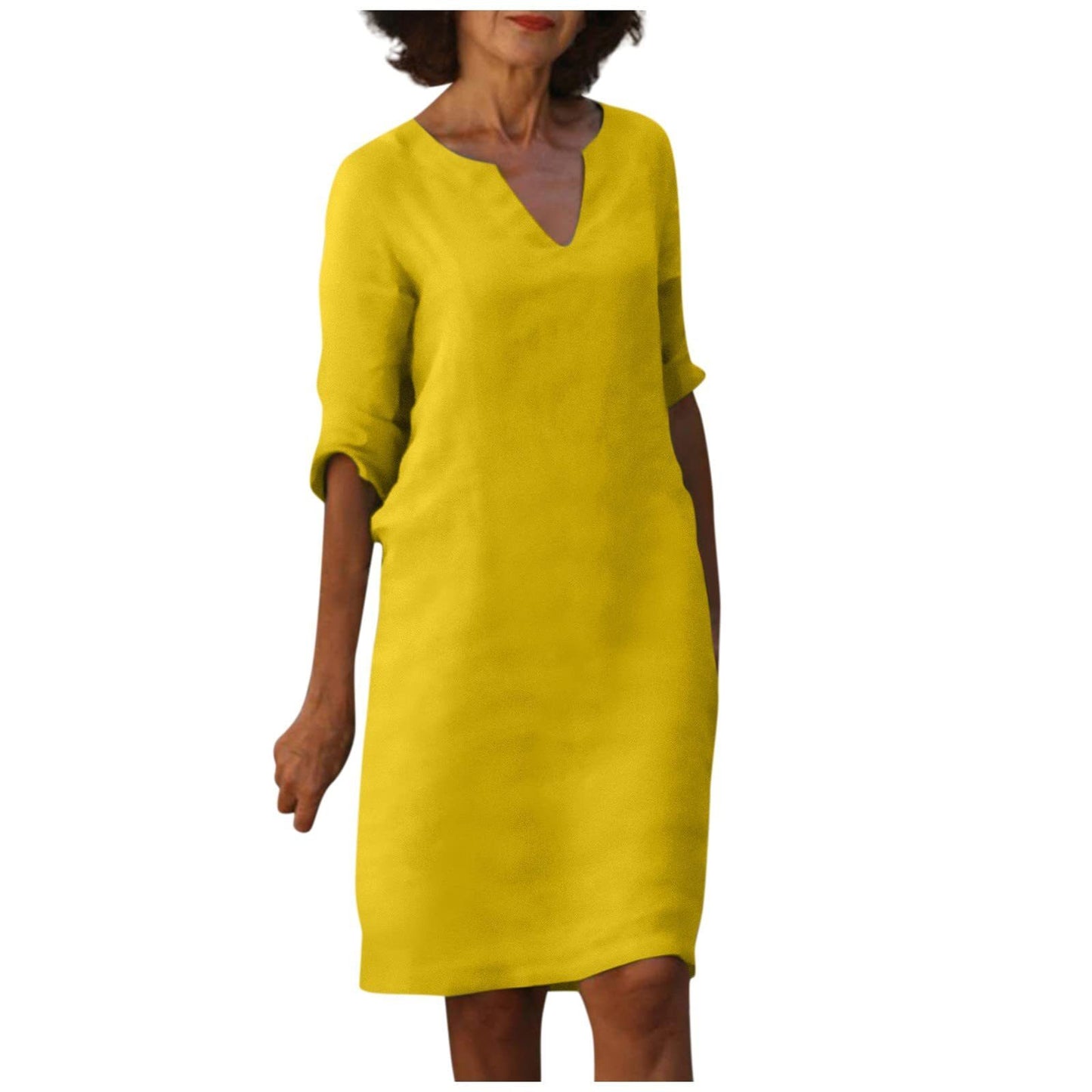 Imogen – Robe rétro en coton et lin à taille haute