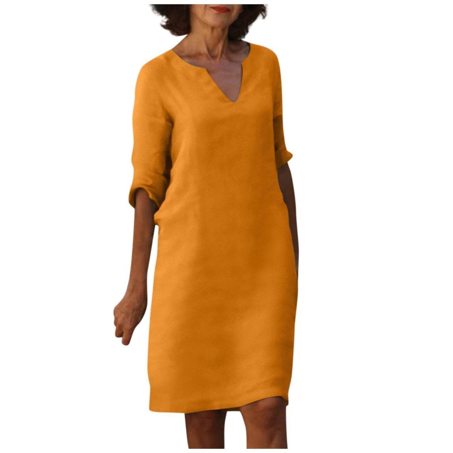 Imogen – Robe rétro en coton et lin à taille haute