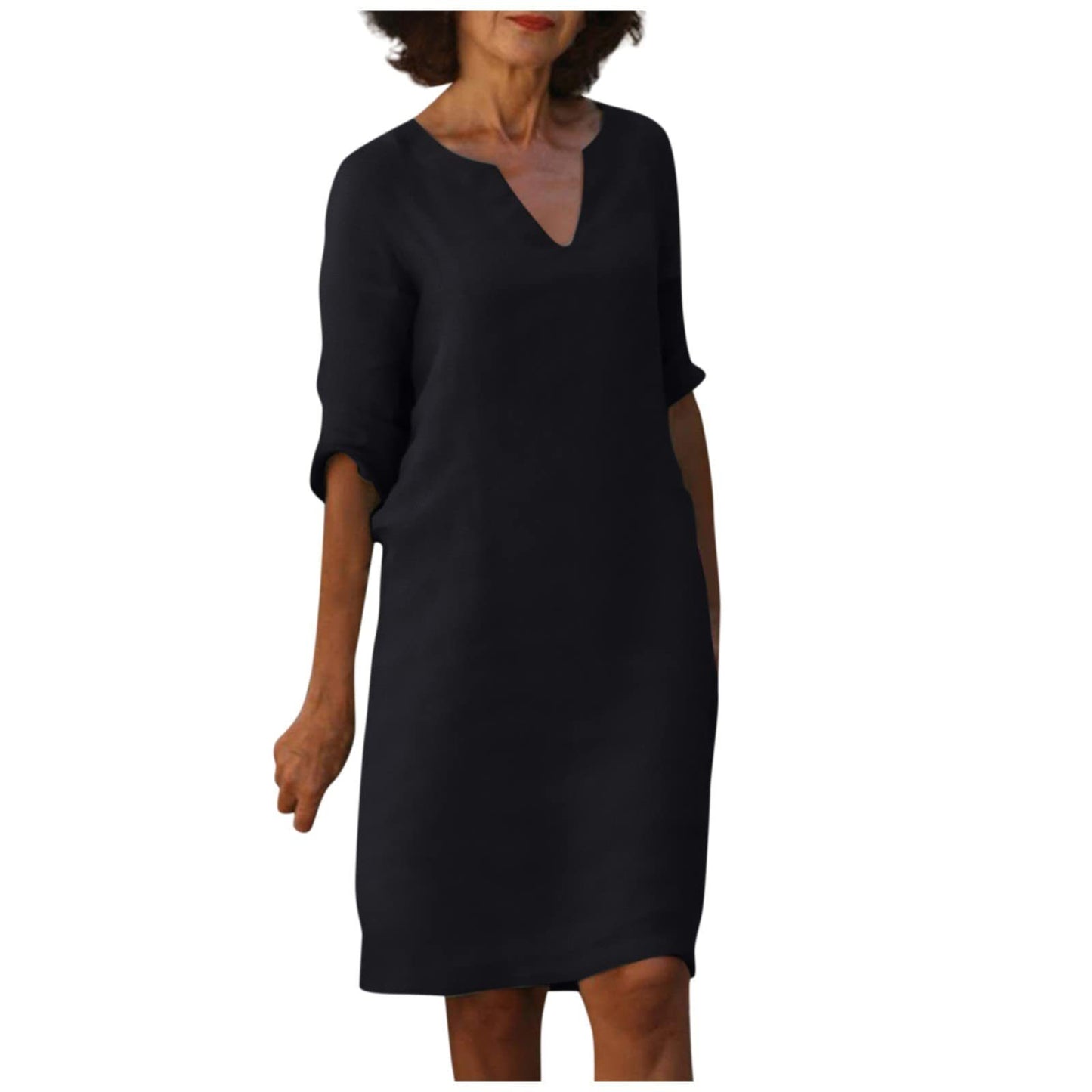 Imogen – Robe rétro en coton et lin à taille haute