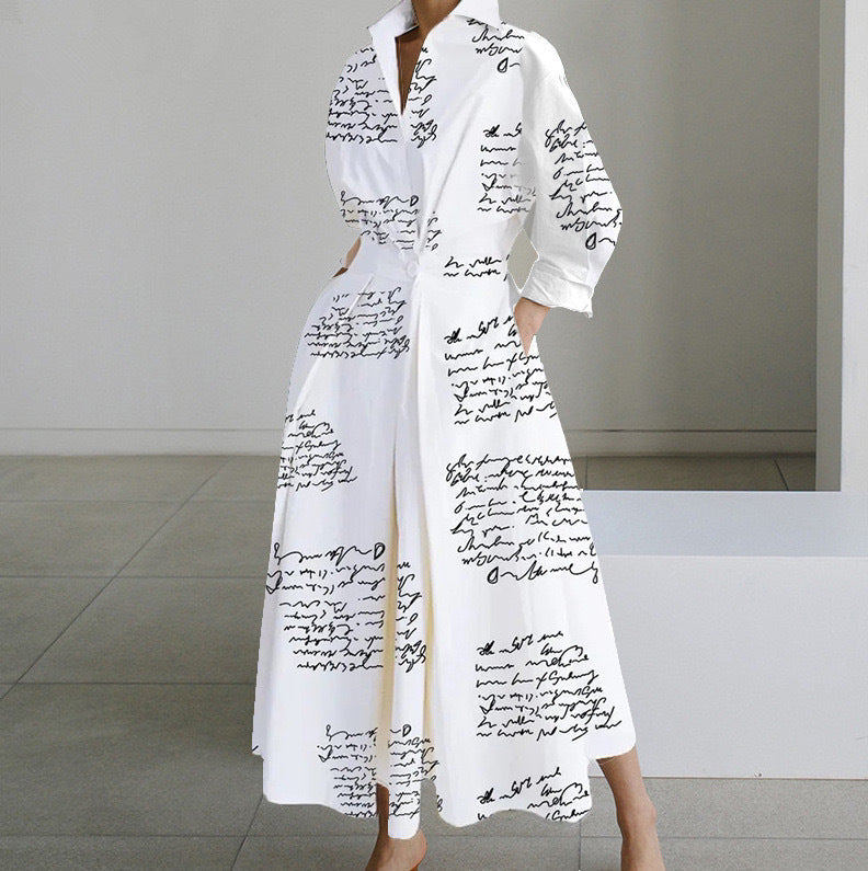 Grace – Robe à manches longues avec taille élastique