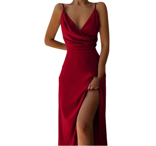 Mary – Robe à bretelles sexy avec fente pour l'été