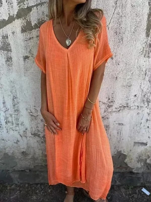 Kathryn – Robe Maxi Ample à Col V pour Femmes