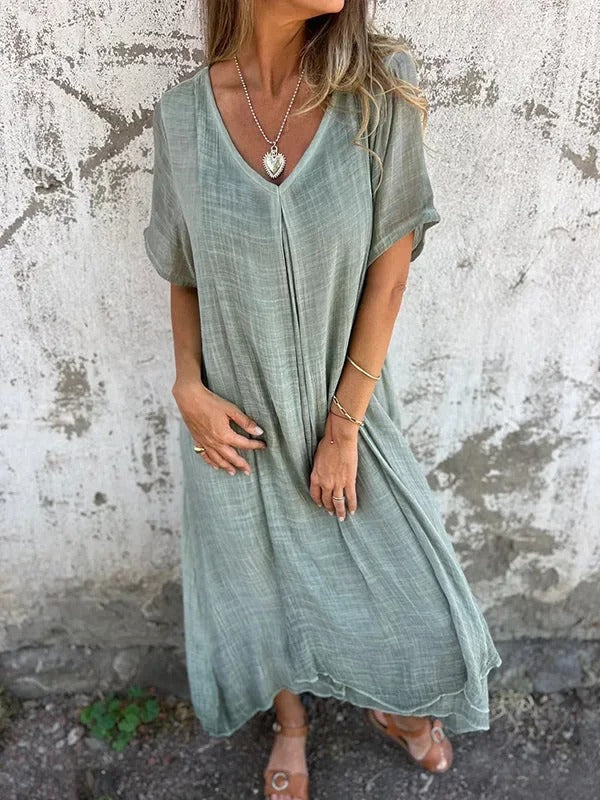 Kathryn – Robe Maxi Ample à Col V pour Femmes