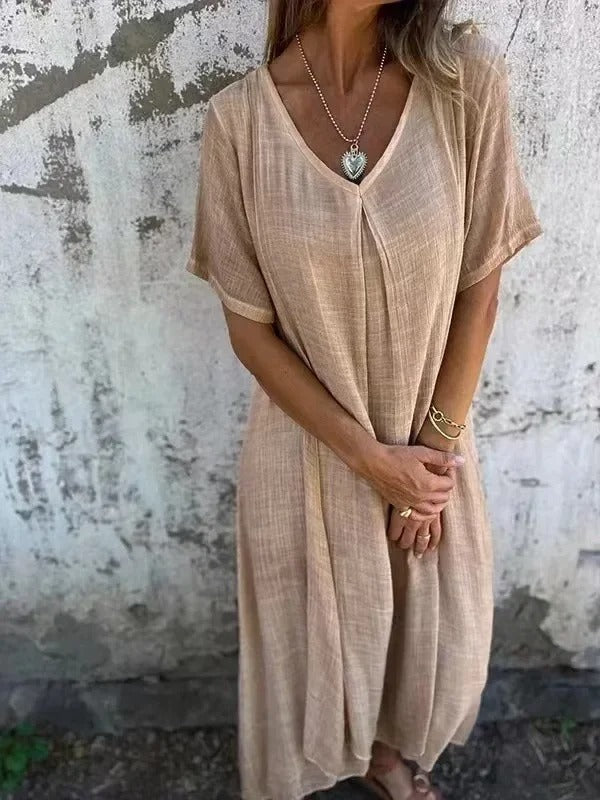 Kathryn – Robe Maxi Ample à Col V pour Femmes