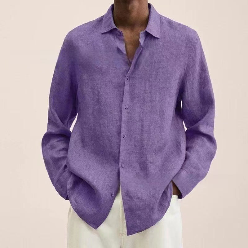 Terrence – Chemise en coton et lin décontractée pour hommes de grande taille