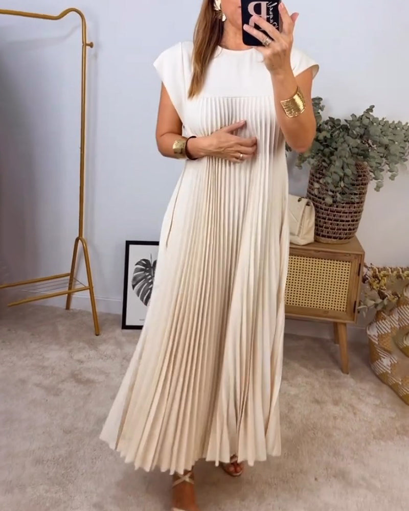 Ruth – Robe Femme Sans Manches Plissée Unie