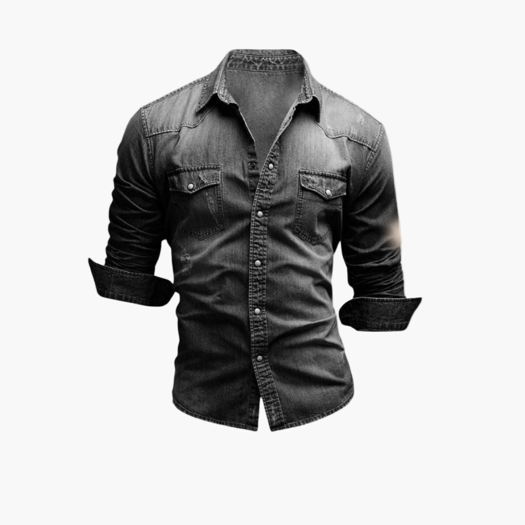 Chemise western homme style denim à boutons pression – Mode décontractée tendance
