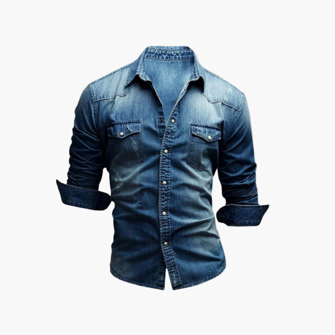 Chemise western homme style denim à boutons pression – Mode décontractée tendance