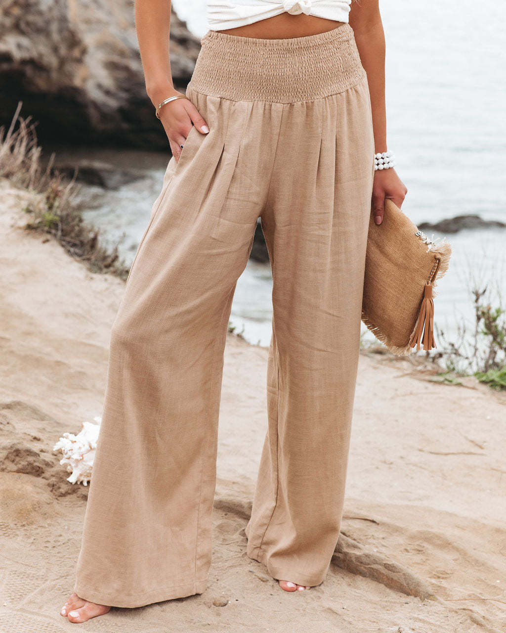 Faith – Pantalon large en coton et lin