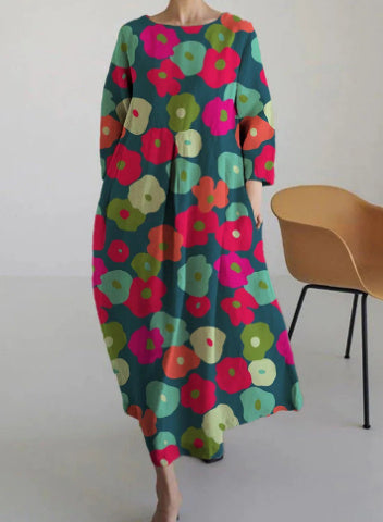 Sue – Robe de Mode Décontractée avec Impression 3D en Tissu Coton