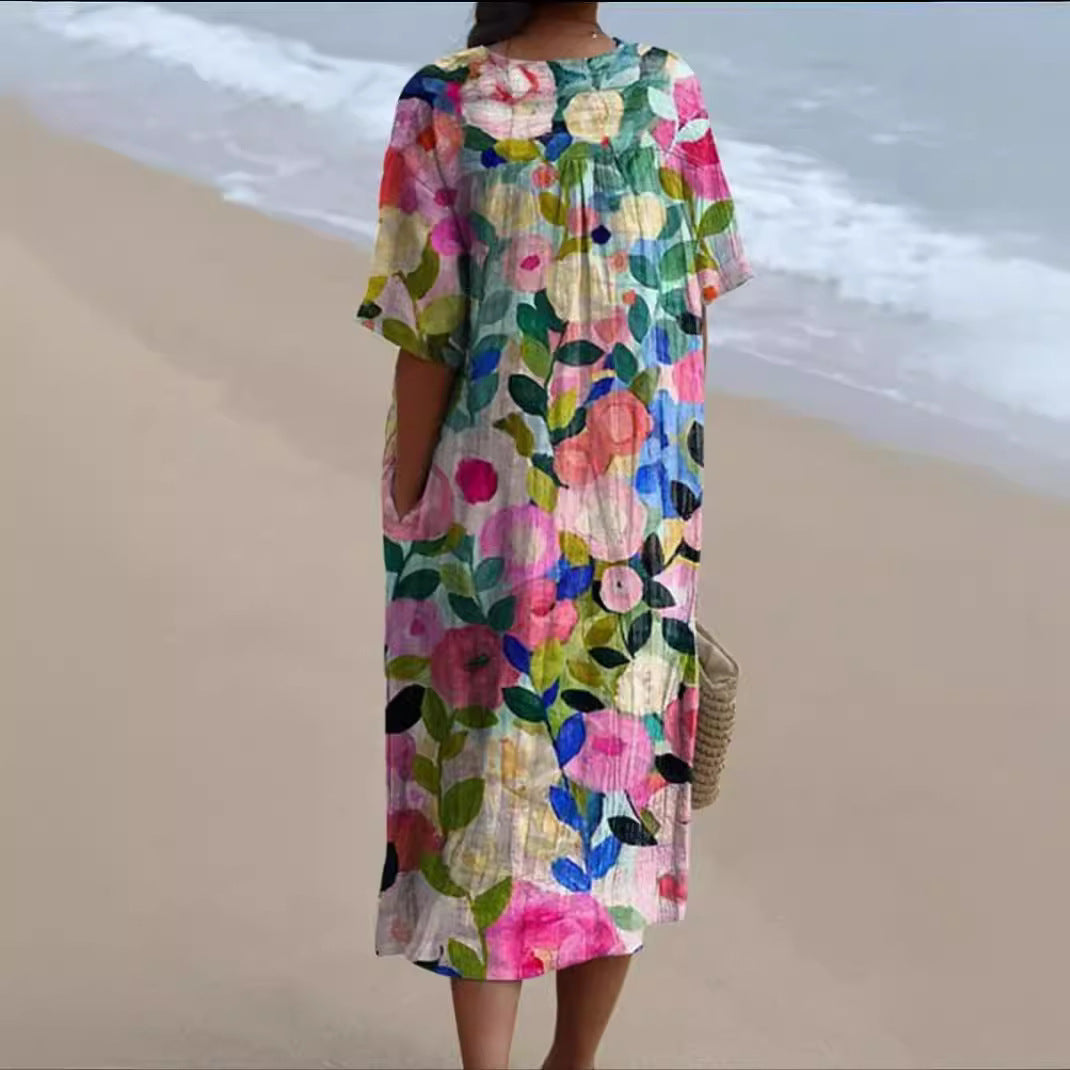 Gillian – Robe Longue Imprimée Confortable
