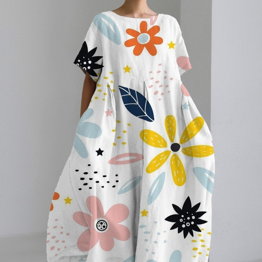 Sue – Robe de Mode Décontractée avec Impression 3D en Tissu Coton