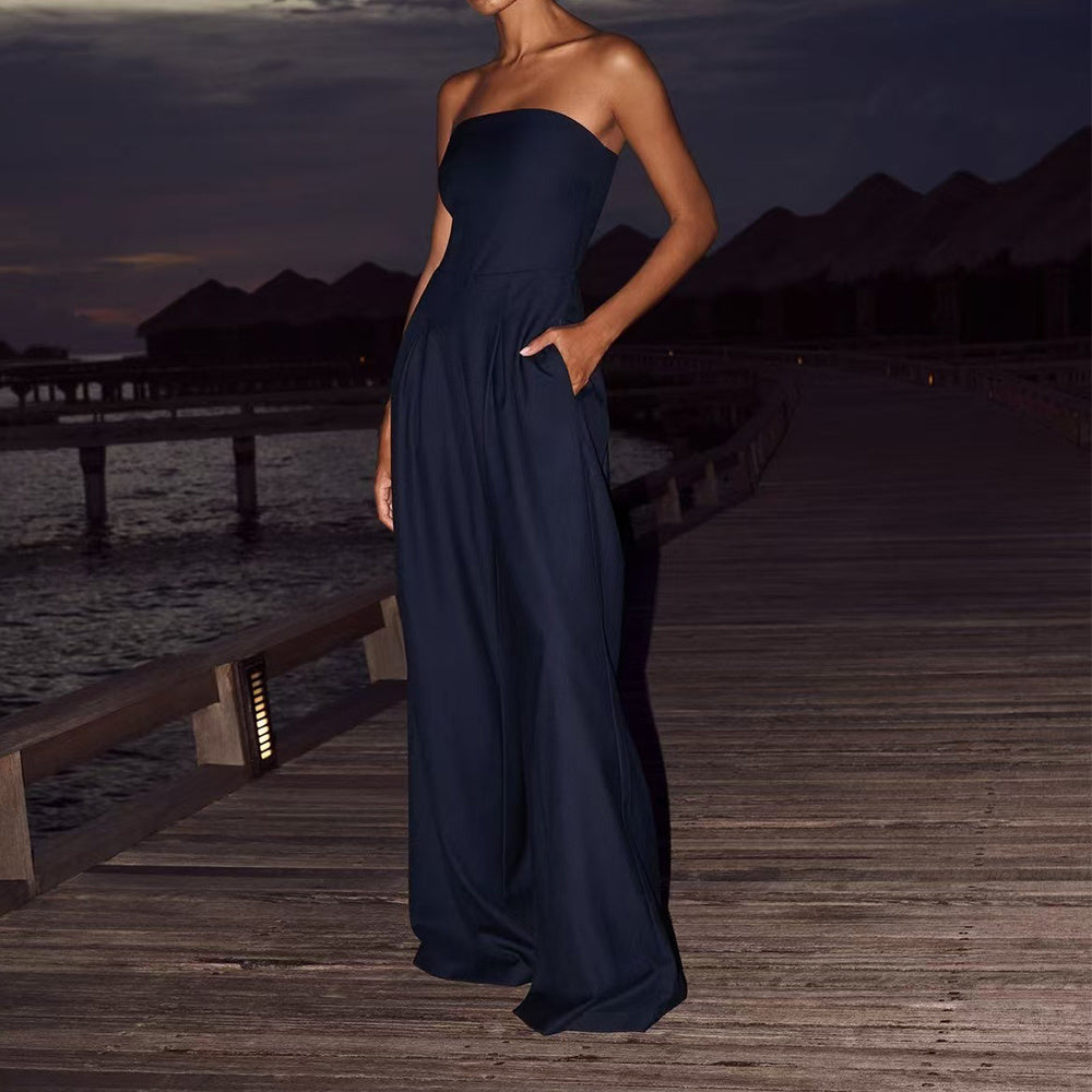 Victoria – Combinaison Bustier Sans Dos à Jambes Larges