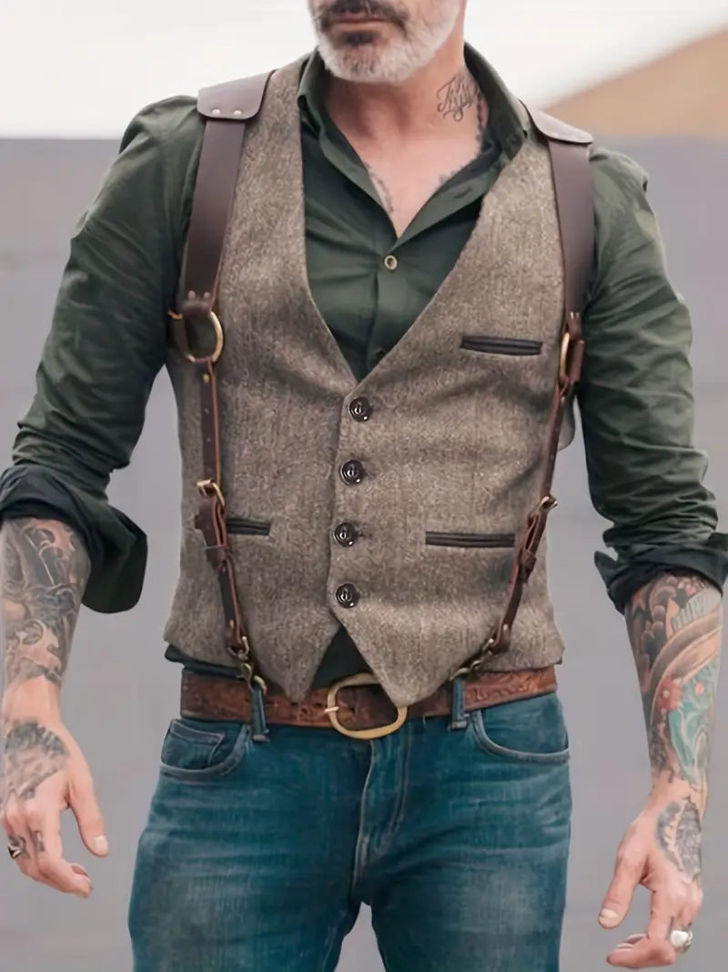Jamie – Gilet Vintage à Col en V