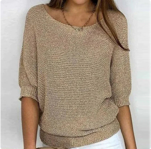 Denise – Pull à Encolure Ronde Uni pour Femme