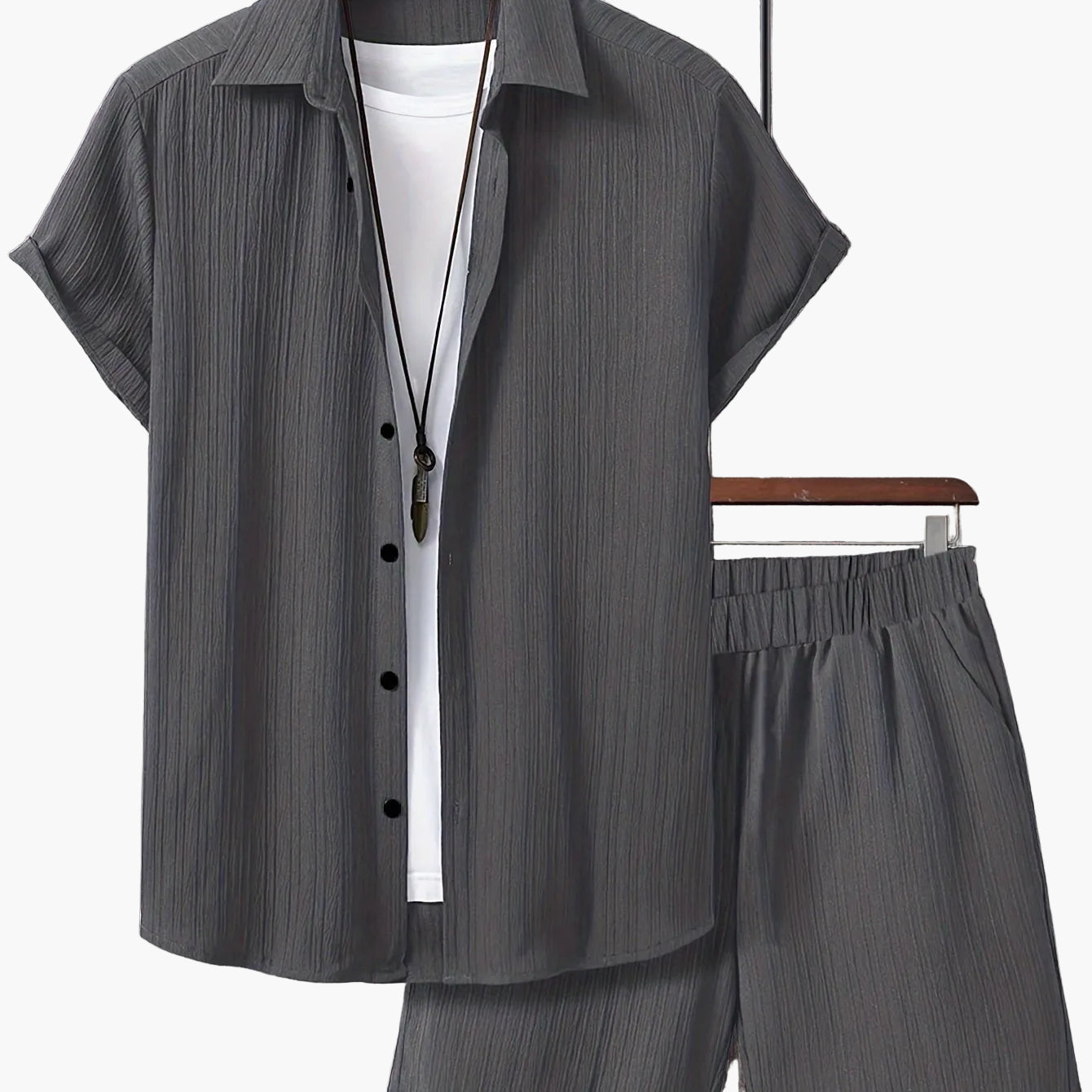 Ensemble décontracté estival pour homme, chemise à manches courtes et short, style urbain, idéal pour l'été