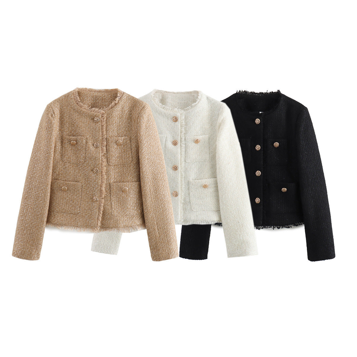 Jessie – Manteau Court en Laine à Manches Longues
