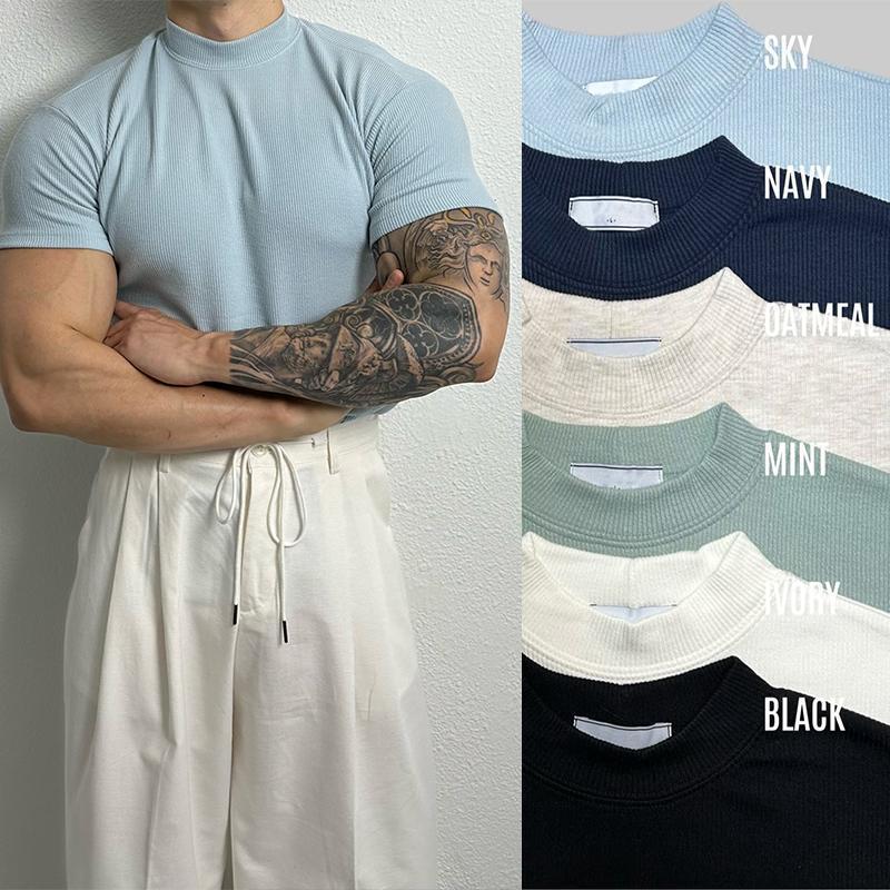 Ralph – T-shirt Stretch à Col Demi-Américain Uni