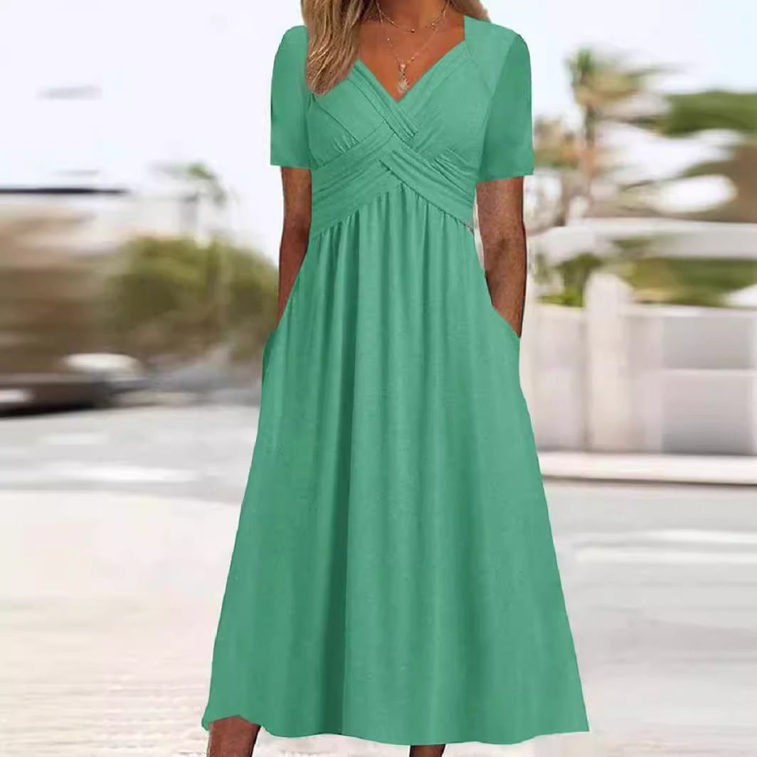 Francesca – Robe Évasée à Manches Courtes