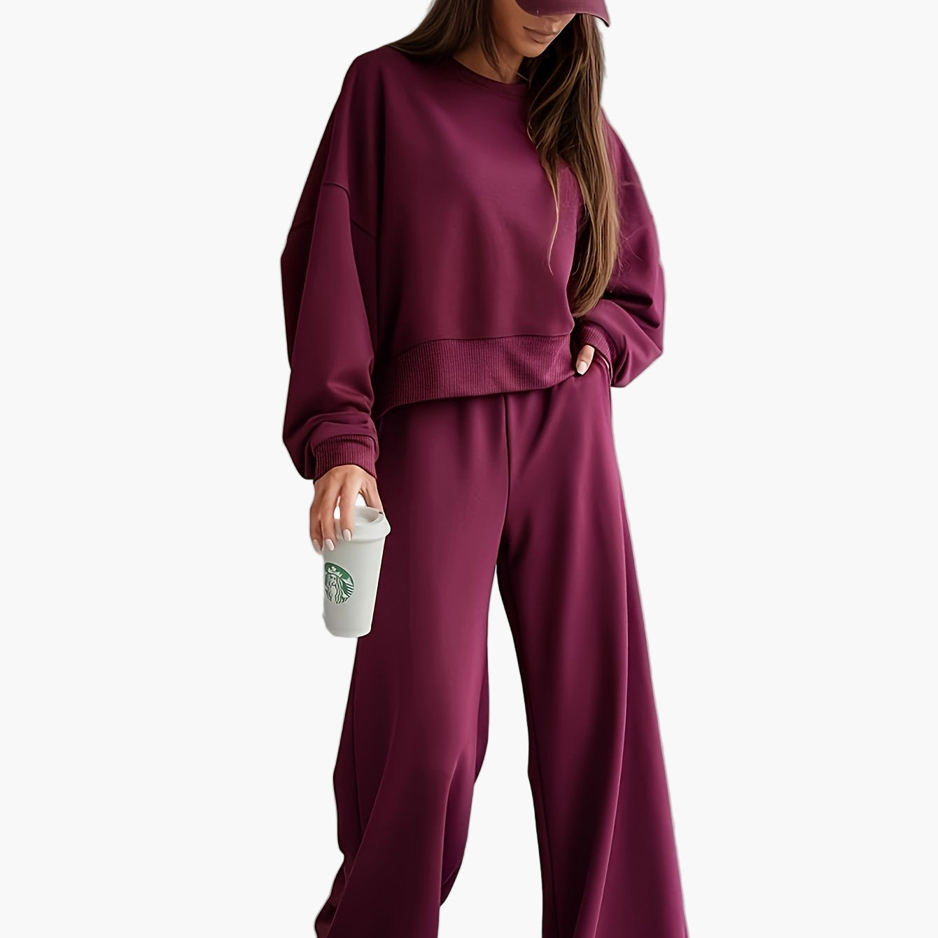 Ensemble Femme Décontracté Chic Sweatshirt et Pantalon Large pour Loisirs et Sorties