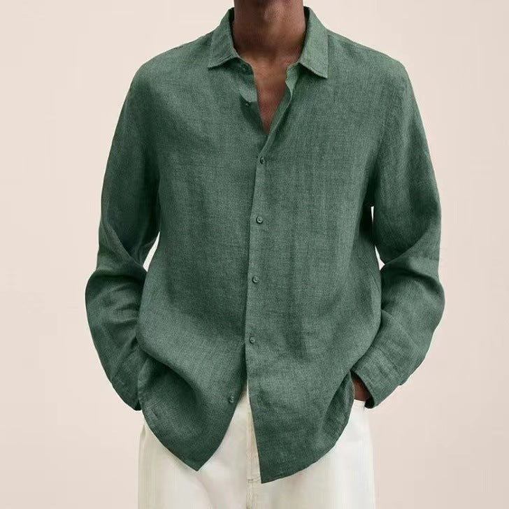 Terrence – Chemise en coton et lin décontractée pour hommes de grande taille