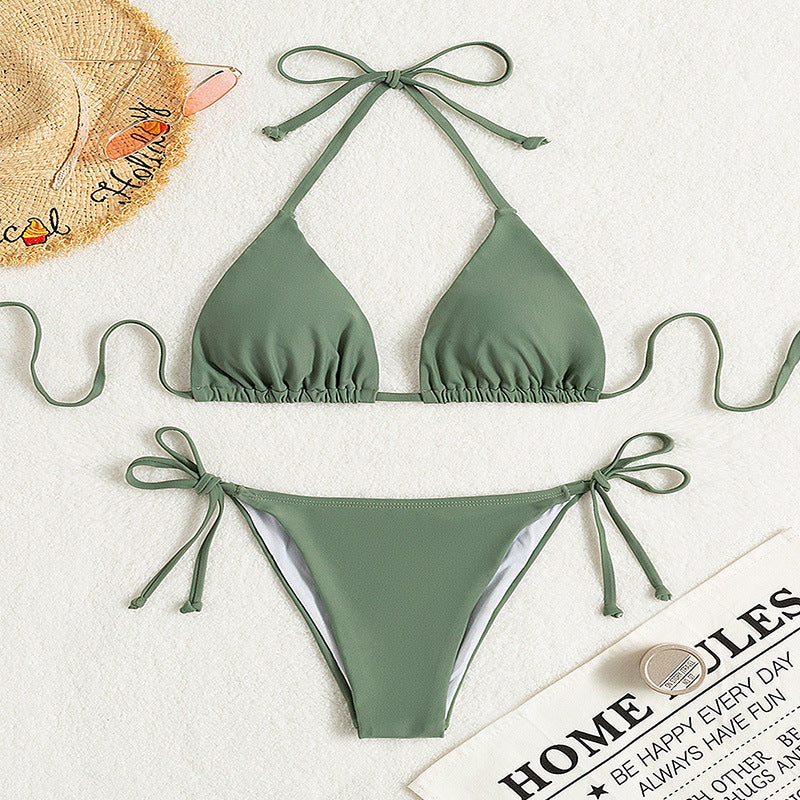 Leah – Maillot de bain bikini à nouer uni