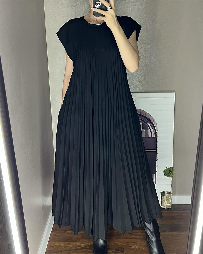 Ruth – Robe Femme Sans Manches Plissée Unie