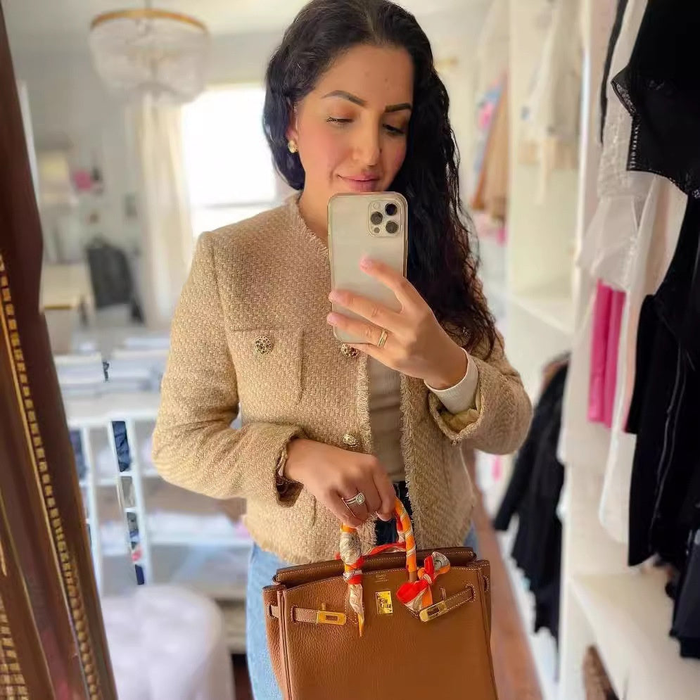 Jessie – Manteau Court en Laine à Manches Longues