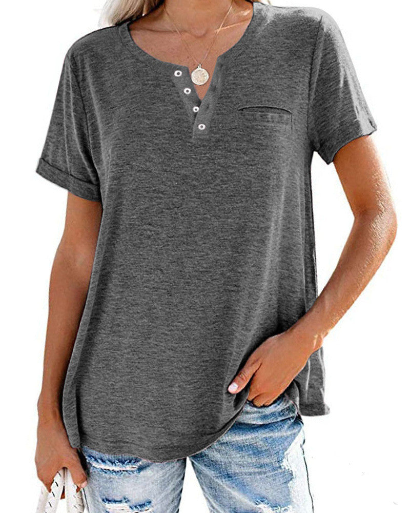 Nicole – T-shirt ample à manches courtes et col en V