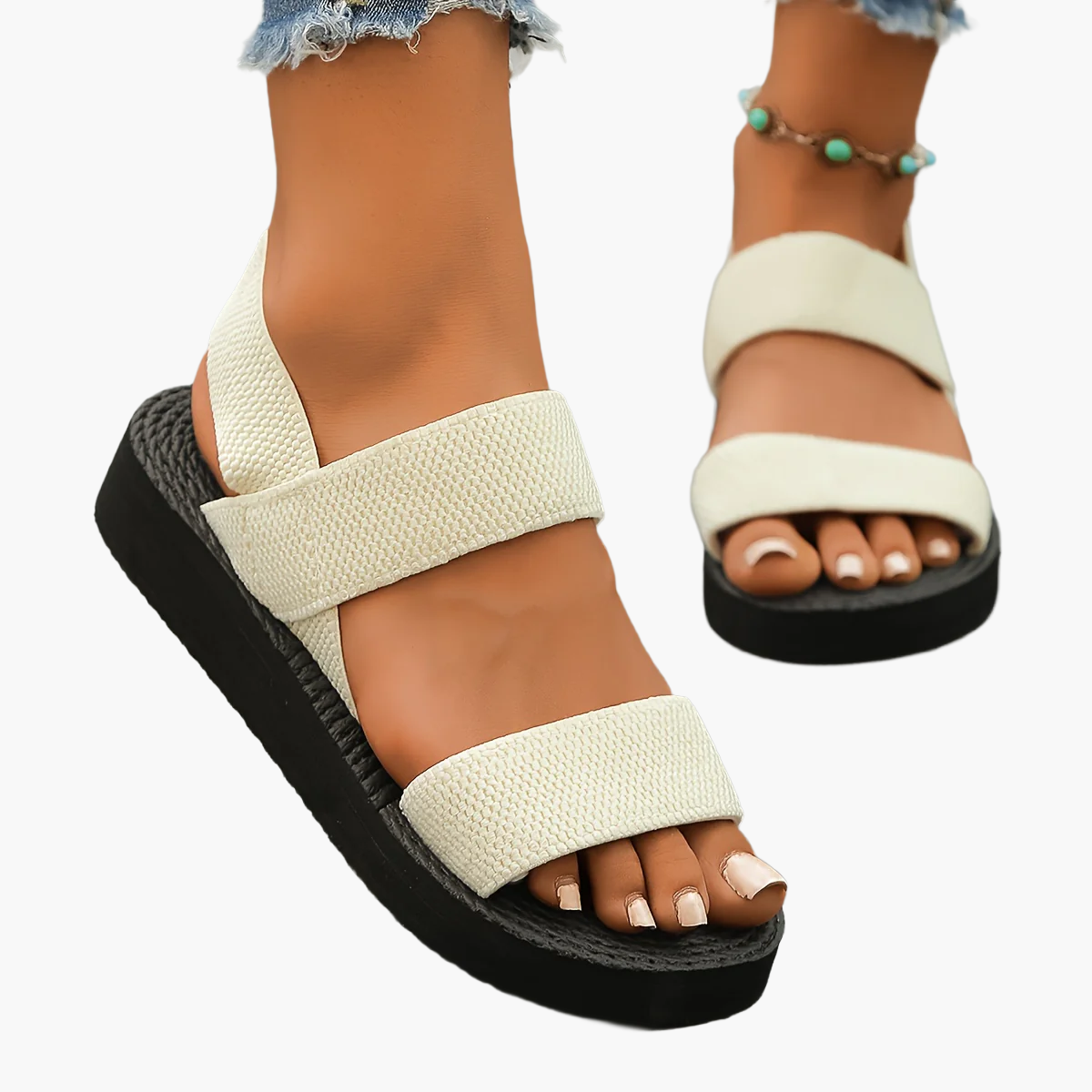 Sandales compensées décontractées pour femme à enfiler – Style estival et confortable