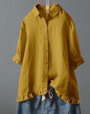Jasmine – Chemise à Volants à Simple Boutonnage