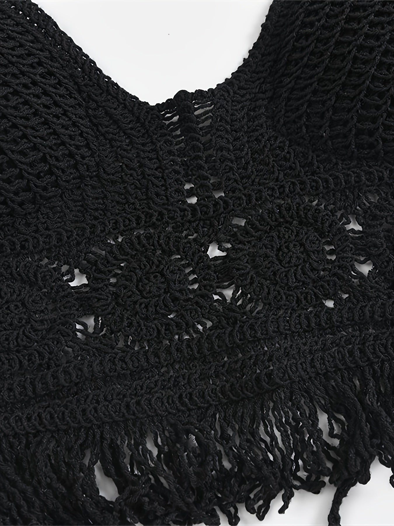 Bohemian cropped tie-front top for women, festival style with openwork details and fringes