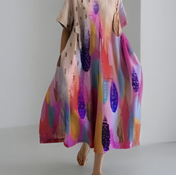 Sue – Robe de Mode Décontractée avec Impression 3D en Tissu Coton