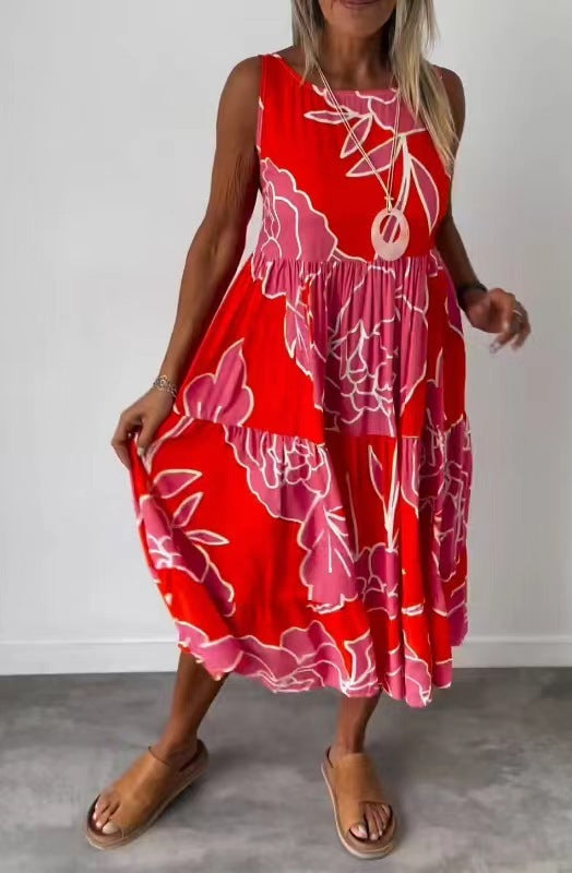 Alison – Robe sans manches à imprimé avec lacets